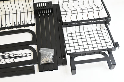 Over The Sink Dish Drying Rack, 2 Tier Adjustable Length Dish Rack 33.5-39.4