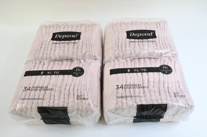 68 Count Depend Fresh Protection Adult Incontinence Underwear for Women XL