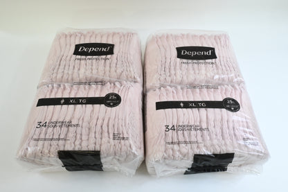 Depend Adult Incontinence Disposable Diapers for Women, XL, 68 Count 2 pk of 34