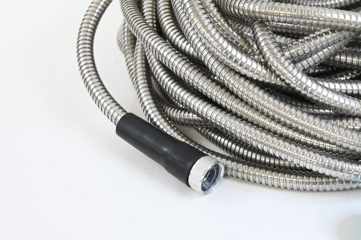 LOOHUU 100ft Lightweight Stainless Steel Water Hose w/ 10 Function Nozzle