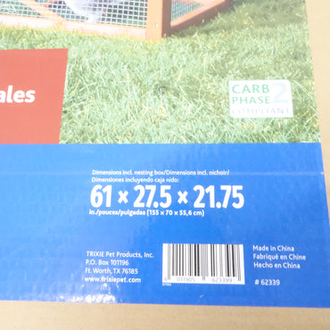 Trixie Natura Insulated Rabbit Hutch Peaked Roof & Run Glazed Wood - New