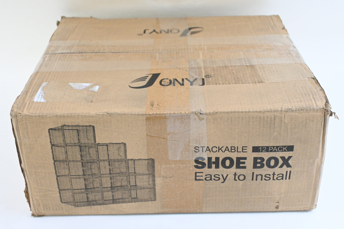 JONYJ 12 Pack Clear Plastic Stackable Shoe Organizer for Men and Women
