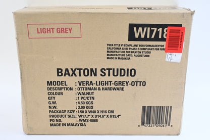 Baxton Studio Vera Mid-Century Modern Light Grey Fabric Upholstered Ottoman