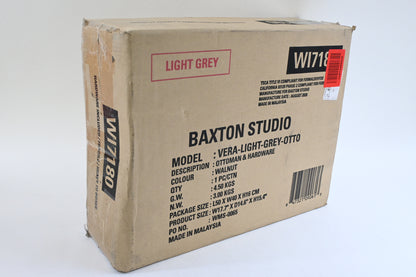 Baxton Studio Vera Mid-Century Modern Light Grey Fabric Upholstered Ottoman