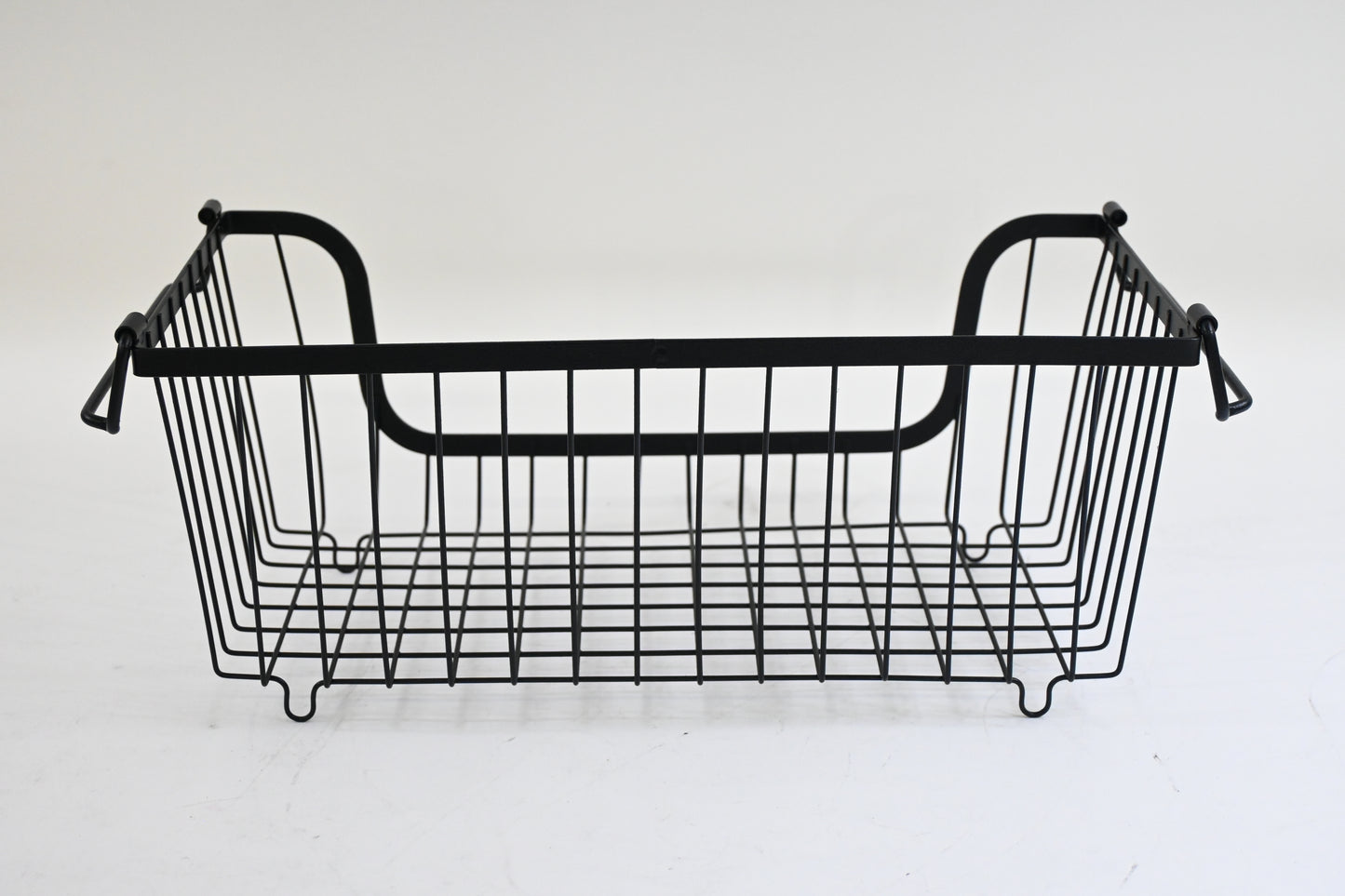 4 Pack Stackable Wire Pantry Baskets with Handles, Black - Open Box