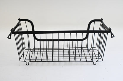 4 Pack Stackable Wire Pantry Baskets with Handles, Black - Open Box