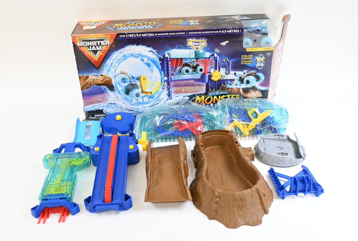 Megalodon Monster Truck Wash Spin Playset, Monster Jam Kids Toy - Grade A