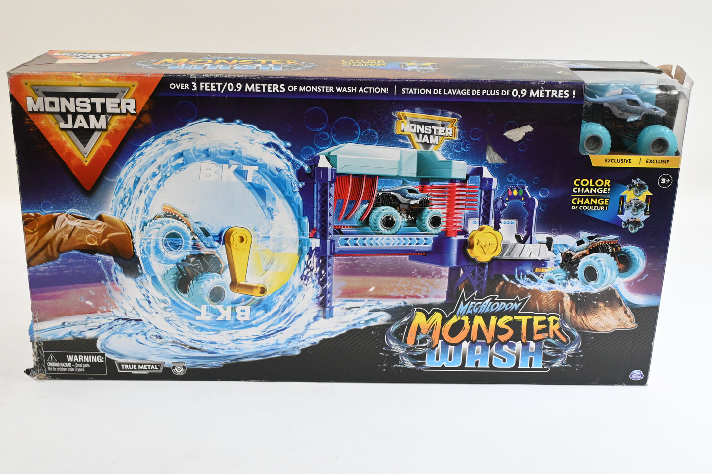 Megalodon Monster Truck Wash Spin Playset, Monster Jam Kids Toy - Grade A