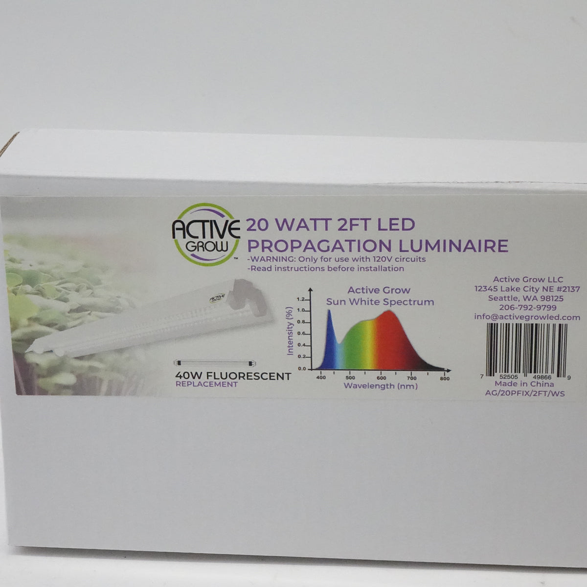 Active Grow Integrated Dual T8 2FT LED Grow Light - T8 Grow Lights 2-Pack
