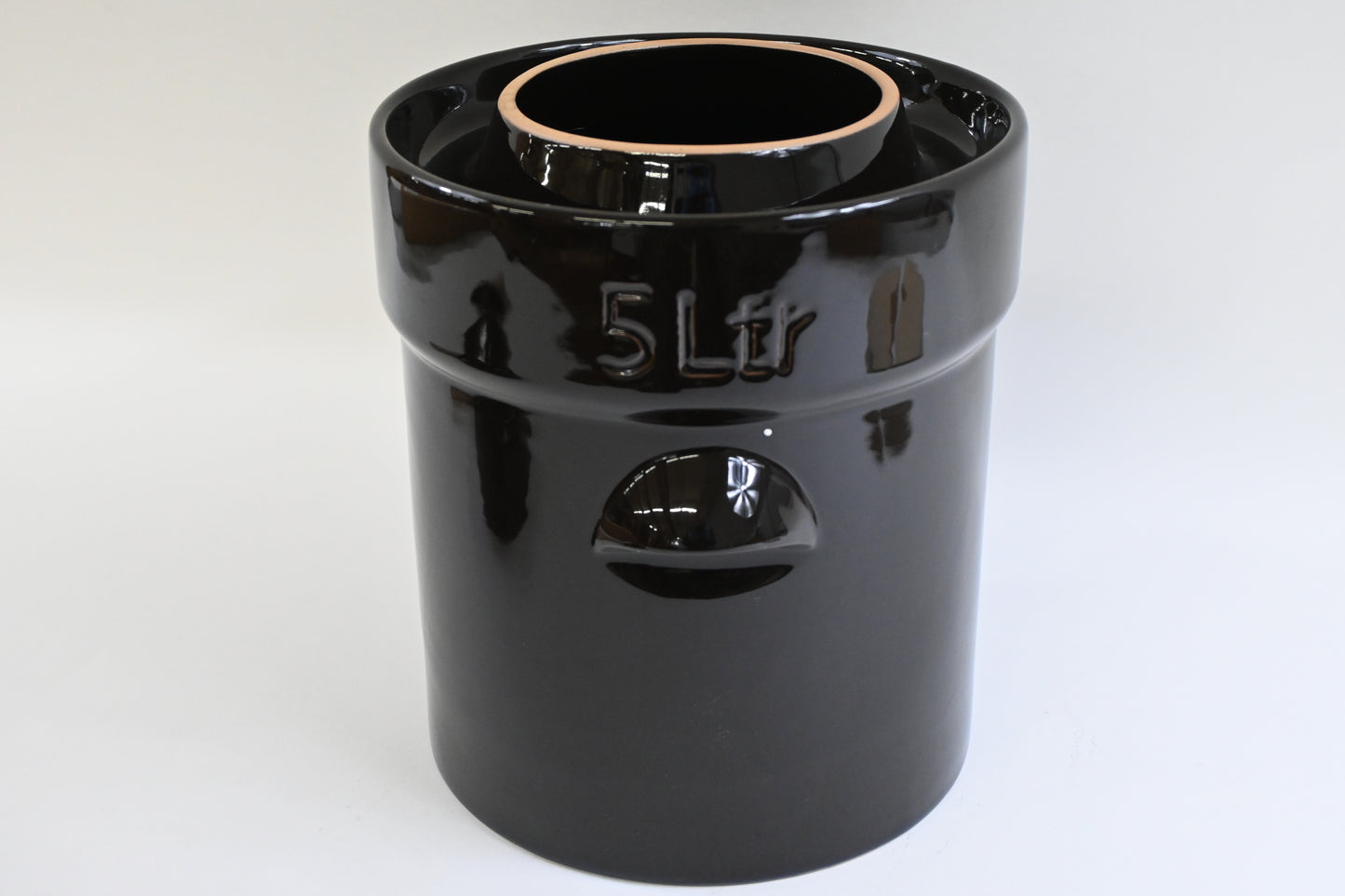 Fermentation Crock Jar 5 Liter / 1.3 Gallon w/Stone Weights, Lid & Pickle Tamper