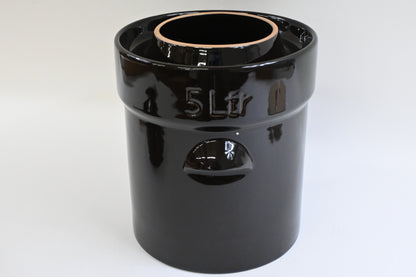 Fermentation Crock Jar 5 Liter / 1.3 Gallon w/Stone Weights, Lid & Pickle Tamper