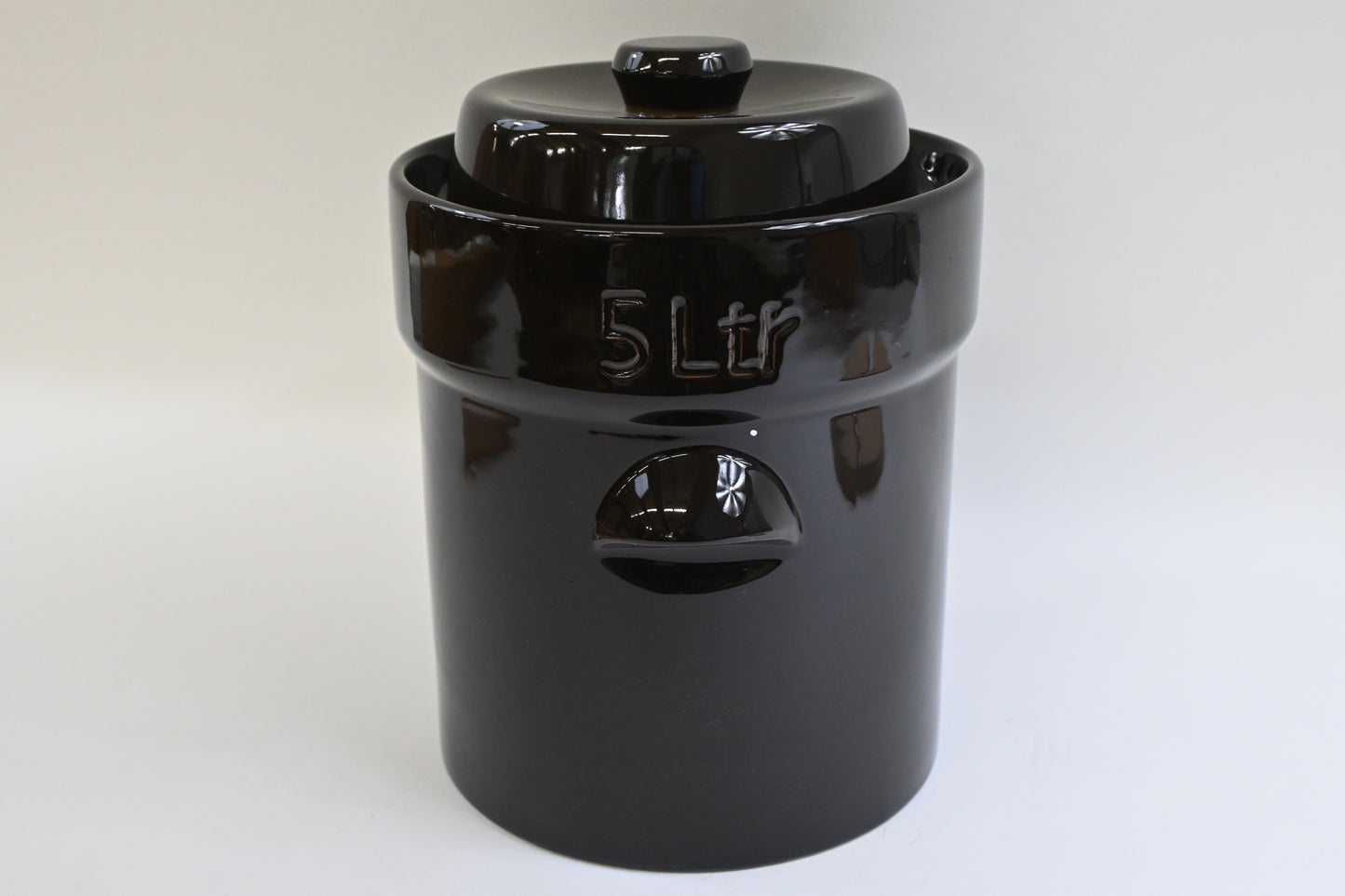 Fermentation Crock Jar 5 Liter / 1.3 Gallon w/Stone Weights, Lid & Pickle Tamper