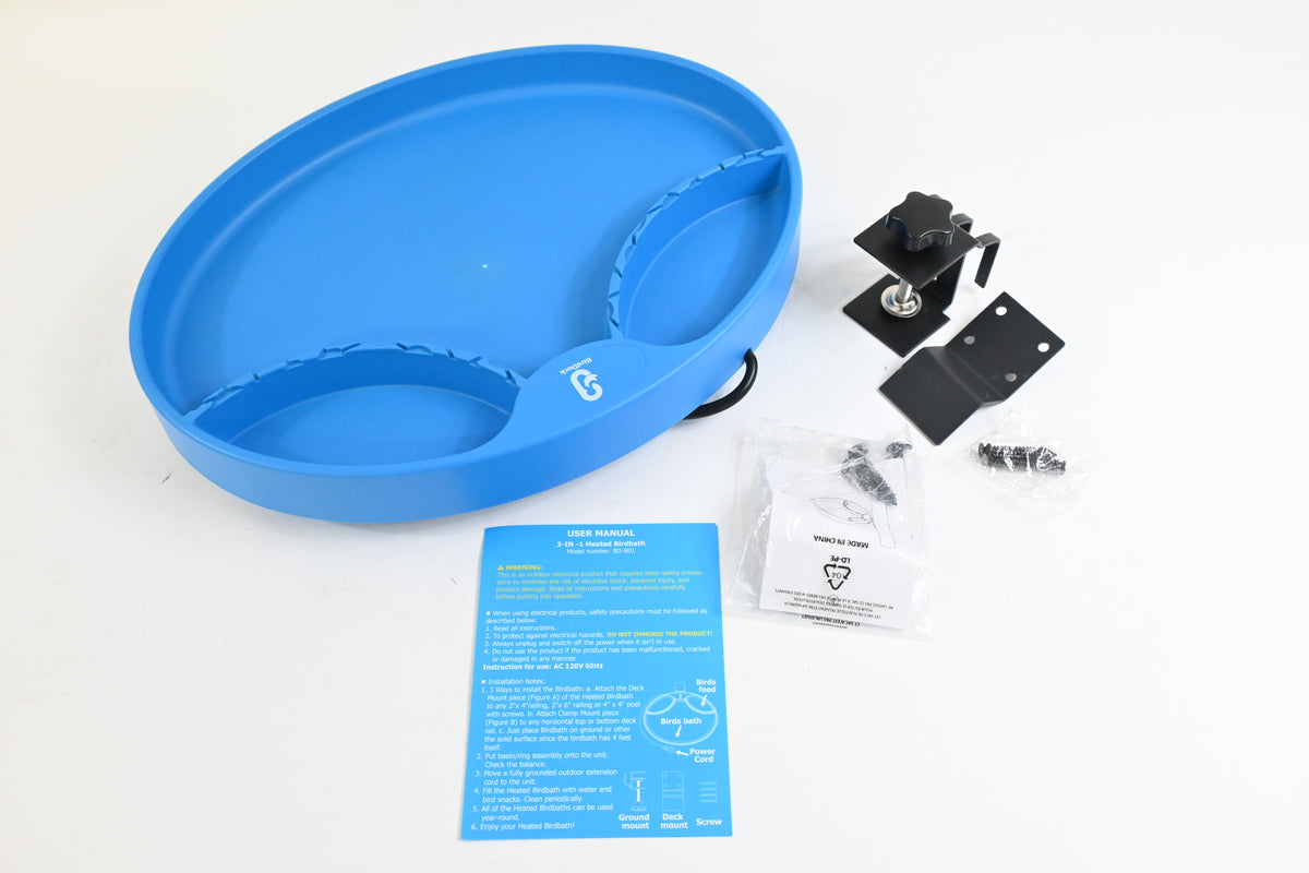 BirdDock 3-in-1 Heated Bird Bath for Backyard, All Seasons Bird Feeder