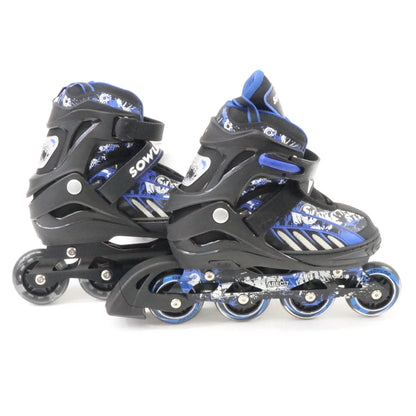 Sowume Inline Light Up Rollerblades For Kids Medium Black/Blue ABEC-7