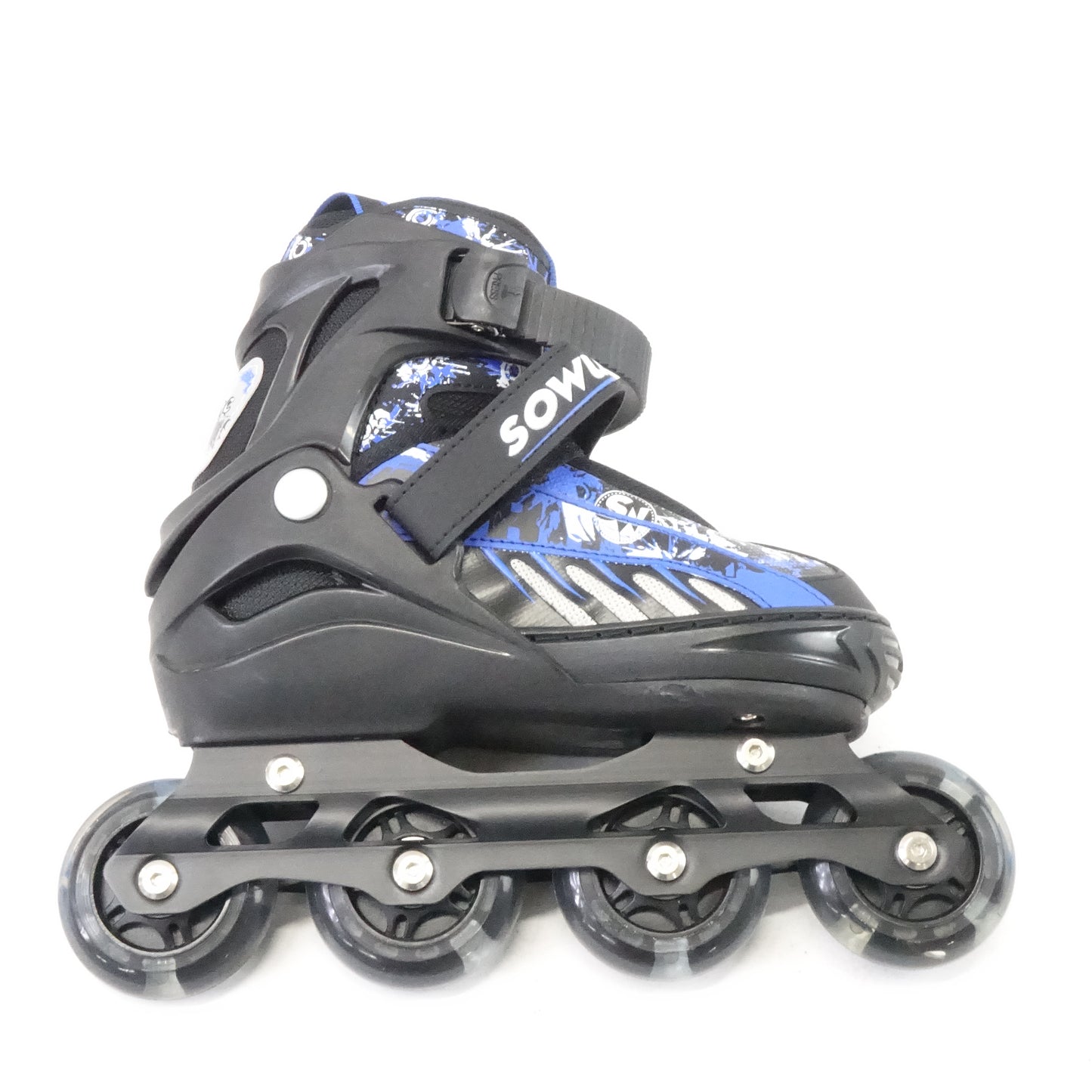 Sowume Inline Light Up Rollerblades For Kids Medium Black/Blue ABEC-7