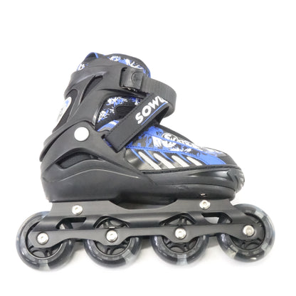 Sowume Inline Light Up Rollerblades For Kids Medium Black/Blue ABEC-7