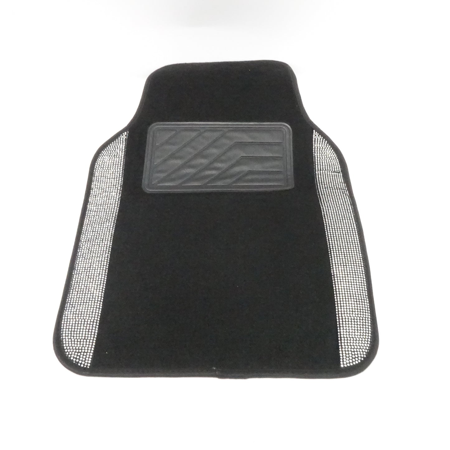 Diamond Car Floor Mats with Anti-Slip Heel Pad Universal Fit 4pcs Black Sliver