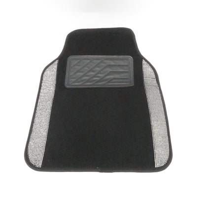 Diamond Car Floor Mats with Anti-Slip Heel Pad Universal Fit 4pcs Black Sliver