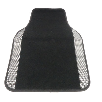 Diamond Car Floor Mats with Anti-Slip Heel Pad Universal Fit 4pcs Black Sliver