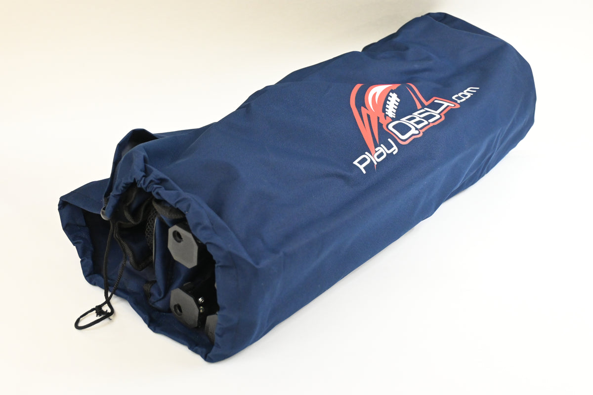 QB54 Outdoor Football Set - Football Toss and Kick Game Built into 2 Folding Chairs - Navy