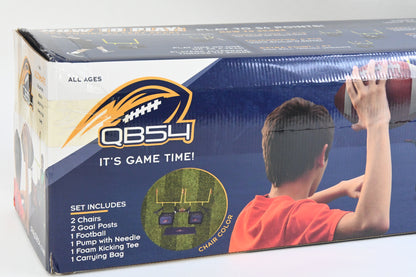 QB54 Outdoor Football Set - Football Toss and Kick Game Built into 2 Folding Chairs - Navy