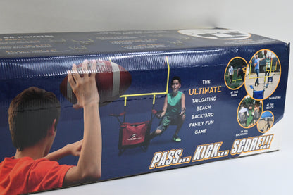QB54 Outdoor Football Set - Football Toss and Kick Game Built into 2 Folding Chairs - Navy