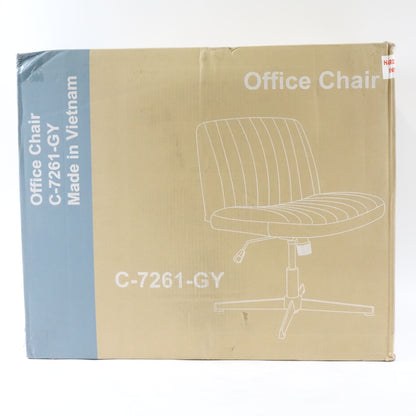 Sweetcrispy Criss Cross Chair Legged, Armless Office Desk Chair No Wheels, Grey