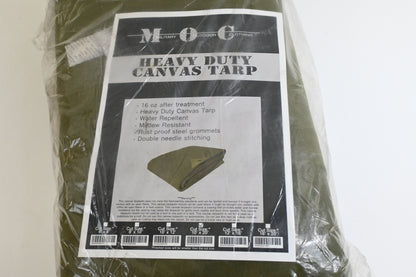 Military Outdoor Clothing New Heavy Duty Canvas Tarp, Olive Drab, 10 x 20-Feet