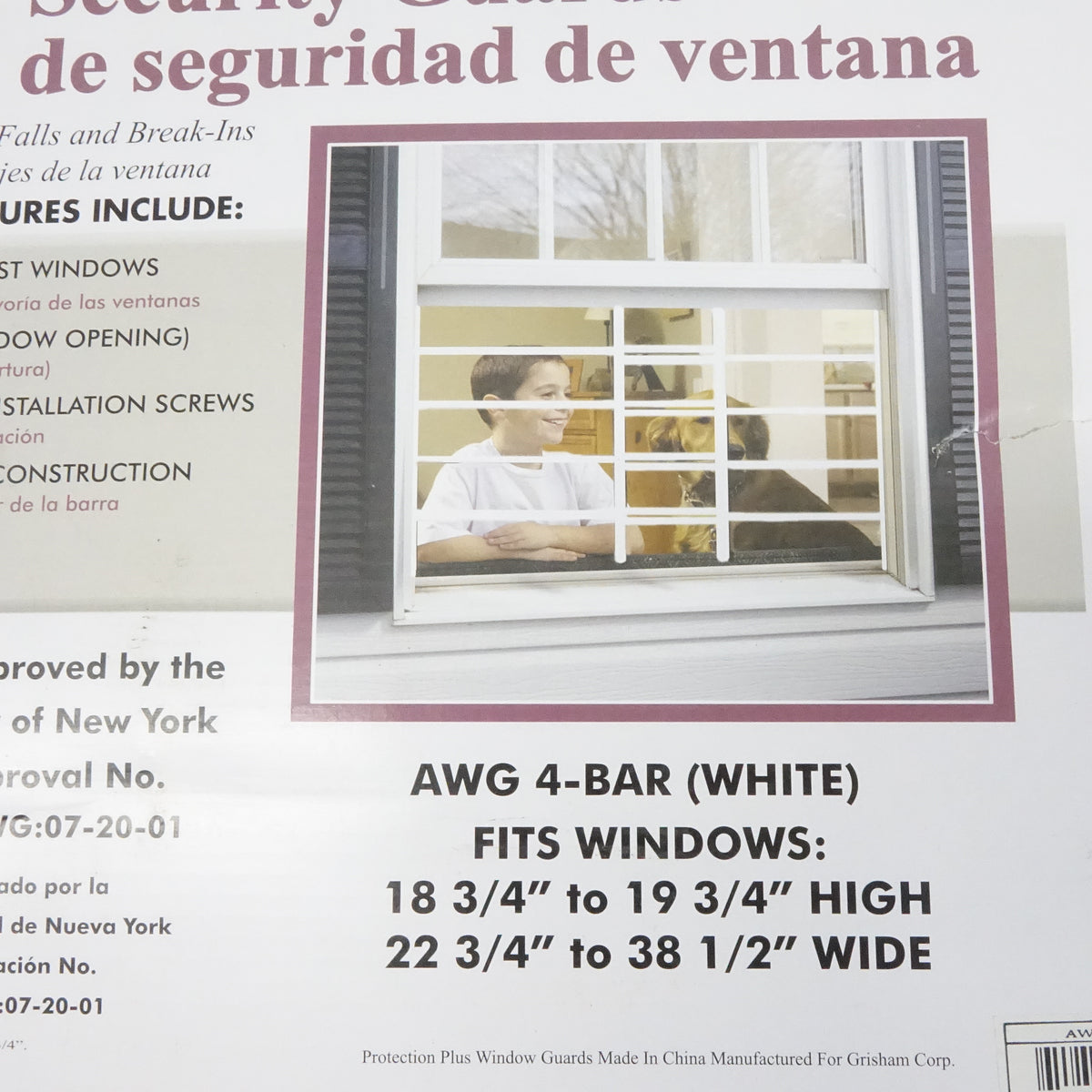 AWG 22-3/4 in. to 36-1/2 in. Adjustble Width 4-Bar Window Guard - White