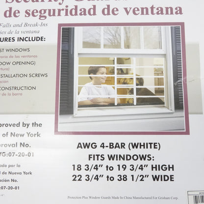 AWG 22-3/4 in. to 36-1/2 in. Adjustble Width 4-Bar Window Guard - White