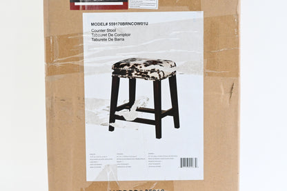 Linon Cowhide Counter Stool, Cowprint, Brown/White