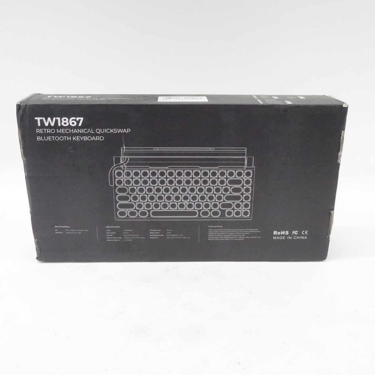 7KEYS TW1867 Retro Mechanical Typewriter Keyboard – Wireless Bluetooth 5.0 - O