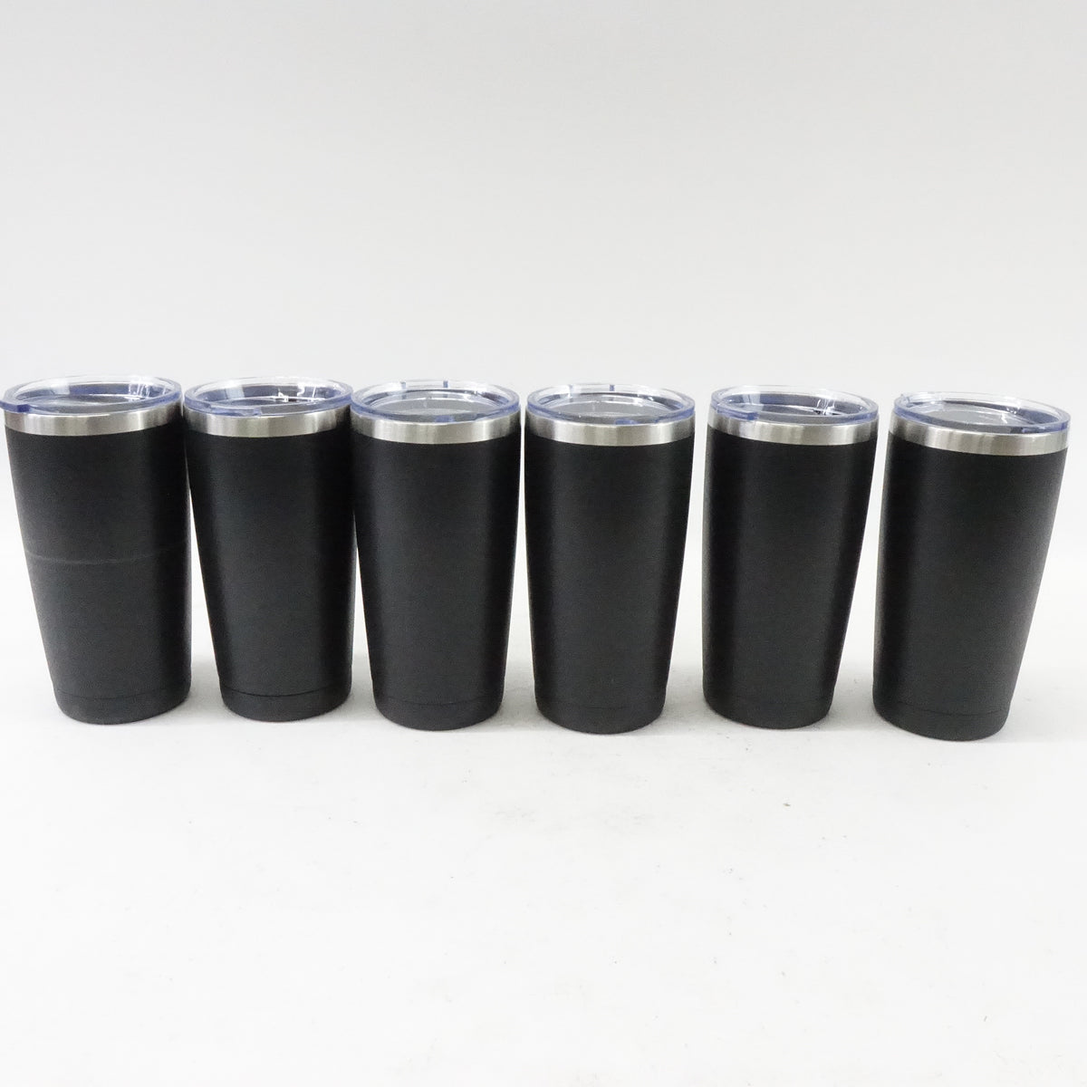 20oz Stainless Steel Tumbler Insulated Travel Mug with Lids, Set of 6, Black