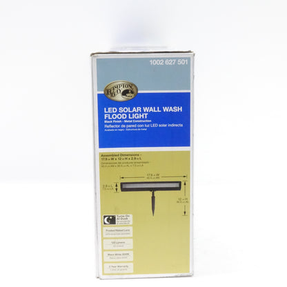 Hampton Bay Solar Black Outdoor Integrated LED Landscape Wall Wash Spot Light