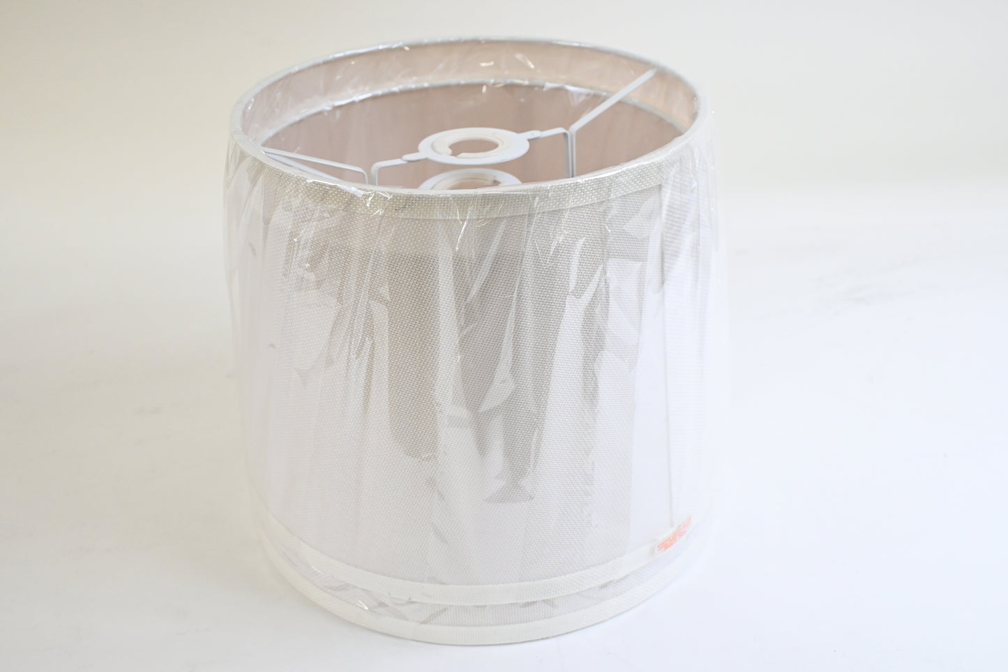 Double Medium White Drum Lamp Shades Set of 2, ALUCSET Linen Fabric Lampshades