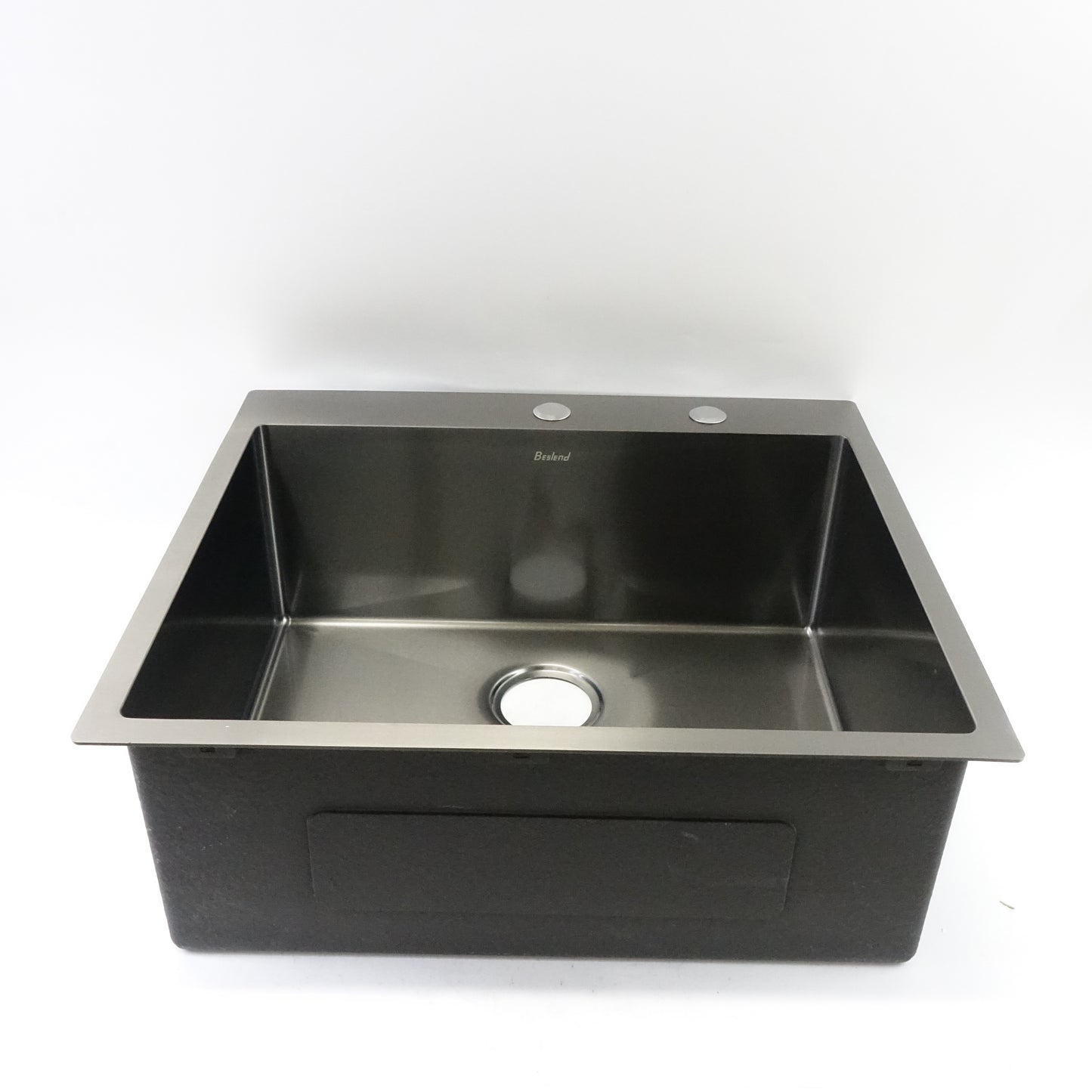 Beslend 25”x22”x10” Stainless Steel Gunmetal Black Topmount 16 Gauge Single Sink