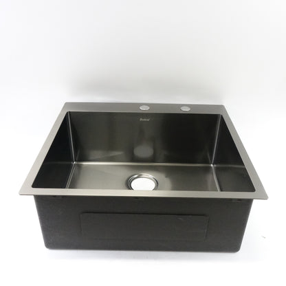 Beslend 25”x22”x10” Stainless Steel Gunmetal Black Topmount 16 Gauge Single Sink