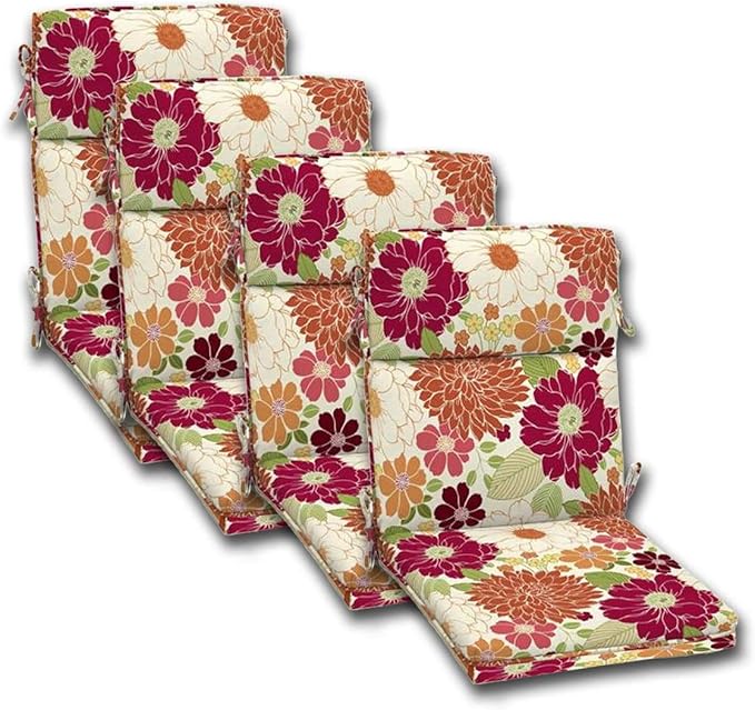 Set of 4 Outdoor Dining Chair Cushions, 44" x 21" x 4.50" - Sorbet Floral