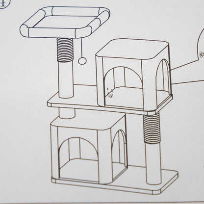 35" Cat Tree with Two Condos, Medium, Grey- DP220029