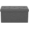 Sweetcrispy 30-Inch Foldable Storage Ottoman Bench – Toy Box Chest, Gray (Mode