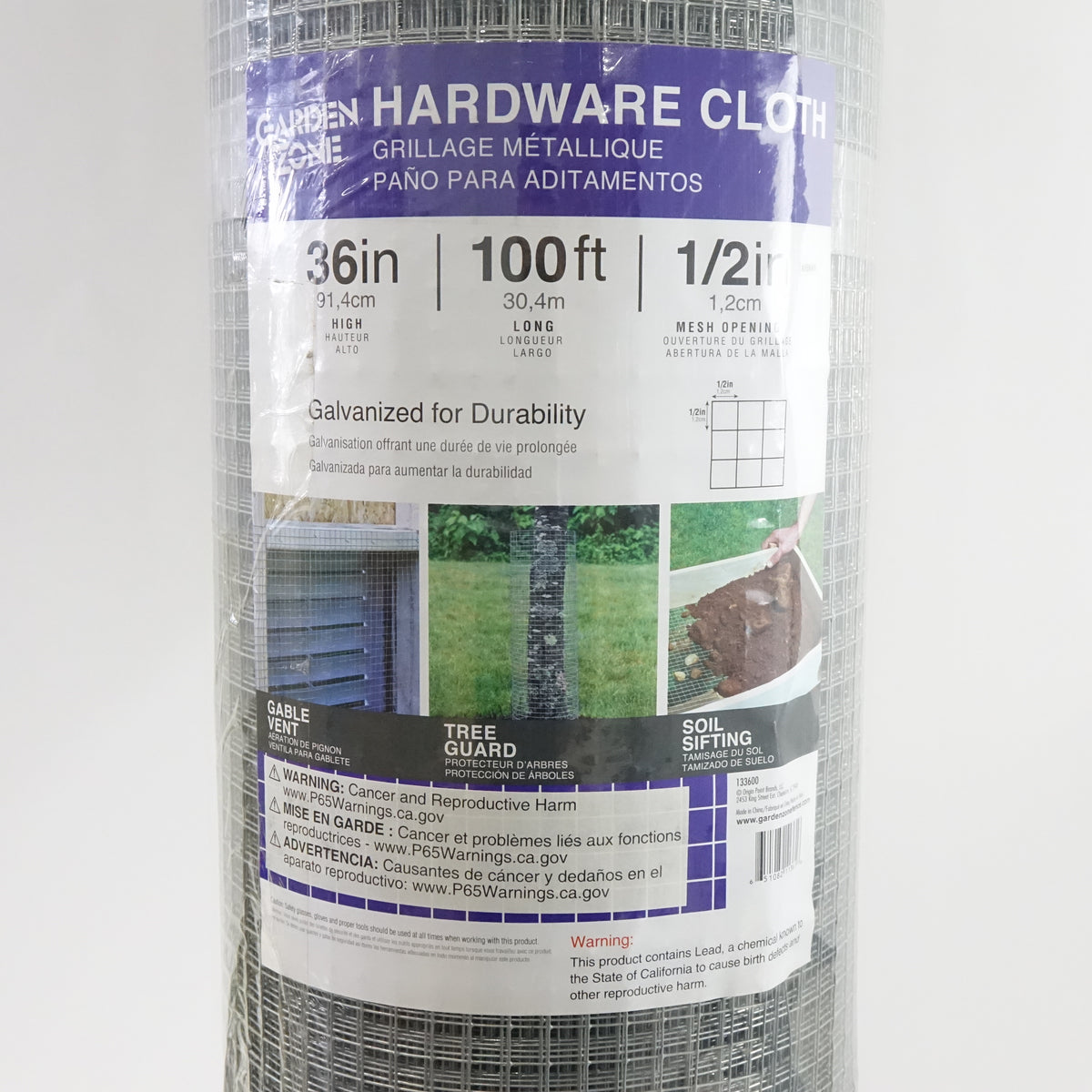 36" x 100 Feet 19-Gauge Galvanized Welded Steel Wire Hardware Cloth, 36" - New