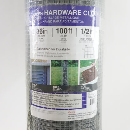 36" x 100 Feet 19-Gauge Galvanized Welded Steel Wire Hardware Cloth, 36" - New