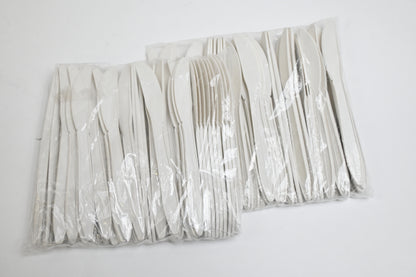 Fuyit 500 pc Compostable Dinnerware Set 100 Guests Plates White - Open Box