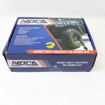 MOCA Heavy Duty Ratchet Tie Down Straps 5200 lb 1.6"x8' 4 Pack Black - New