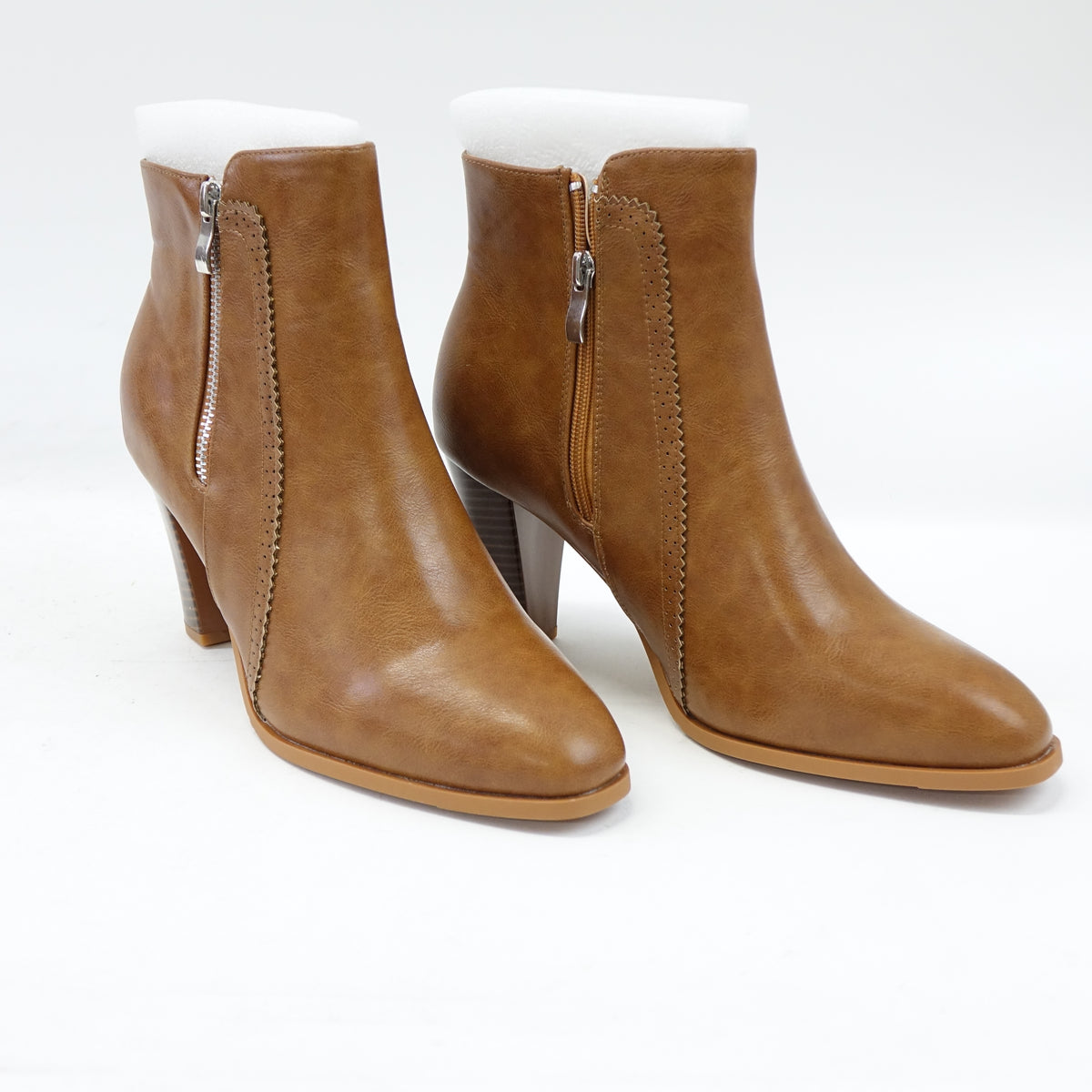 INCFADDY Women's Ankle Boots Stacked Heel Boots Slip On Side Zippers Size 9