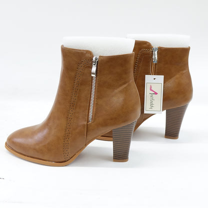INCFADDY Women's Ankle Boots Stacked Heel Boots Slip On Side Zippers Size 9