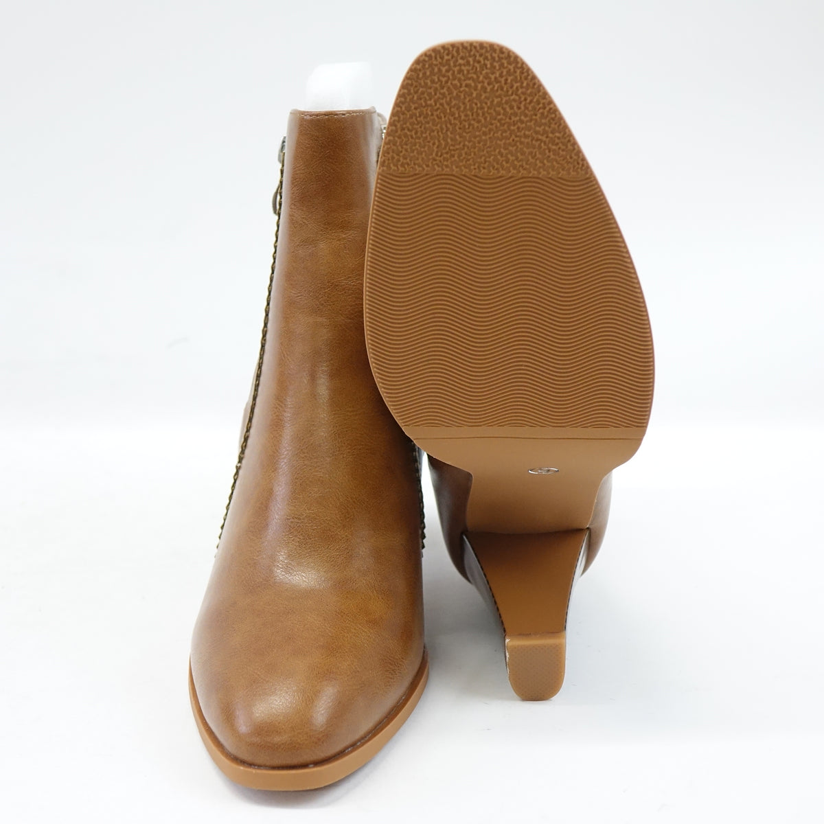 INCFADDY Women's Ankle Boots Stacked Heel Boots Slip On Side Zippers Size 9