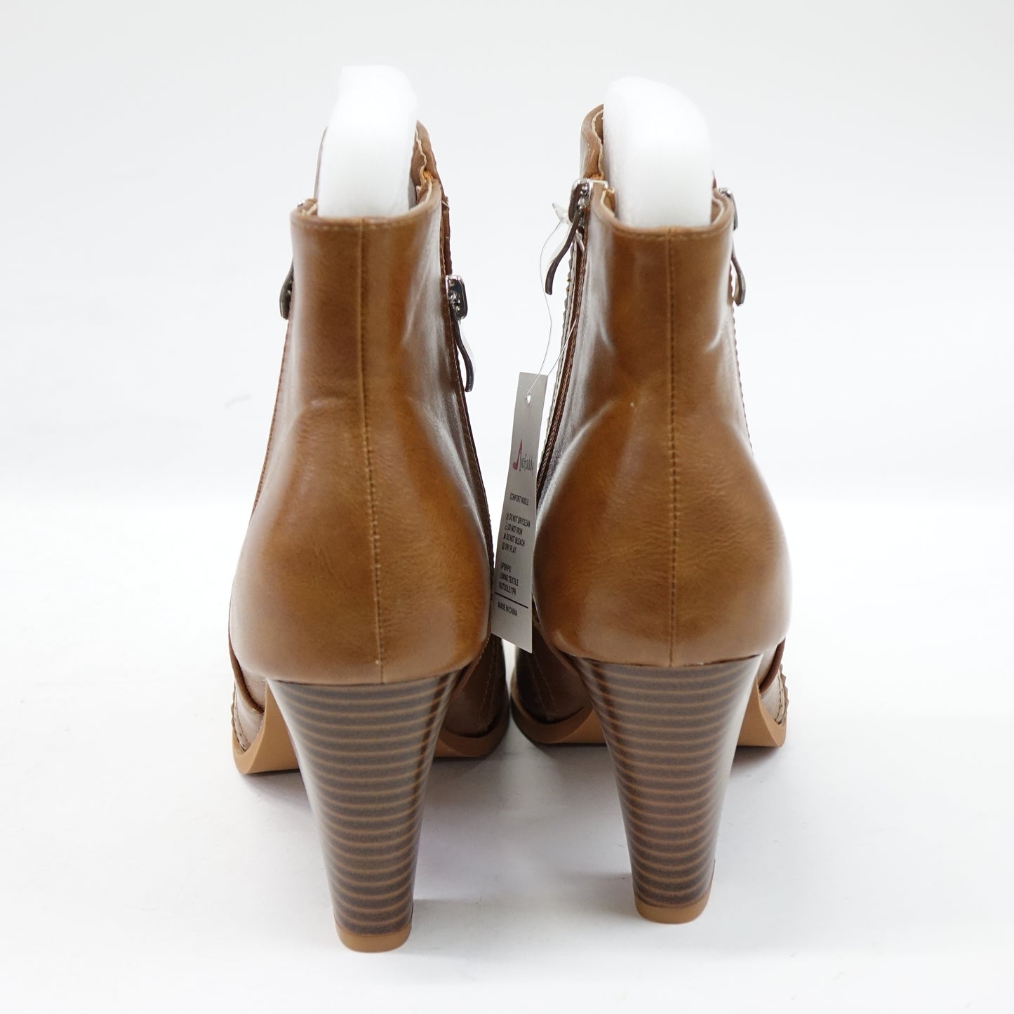 INCFADDY Women's Ankle Boots Stacked Heel Boots Slip On Side Zippers Size 9