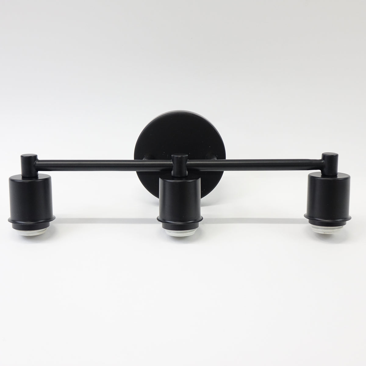 3-Light Industrial Globe Vanity Light 19.7" Metal Wall Sconce Black Clear Glass