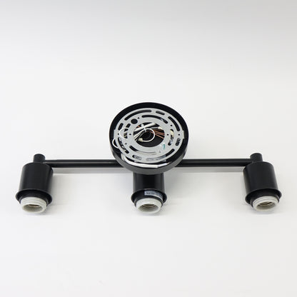 3-Light Industrial Globe Vanity Light 19.7" Metal Wall Sconce Black Clear Glass
